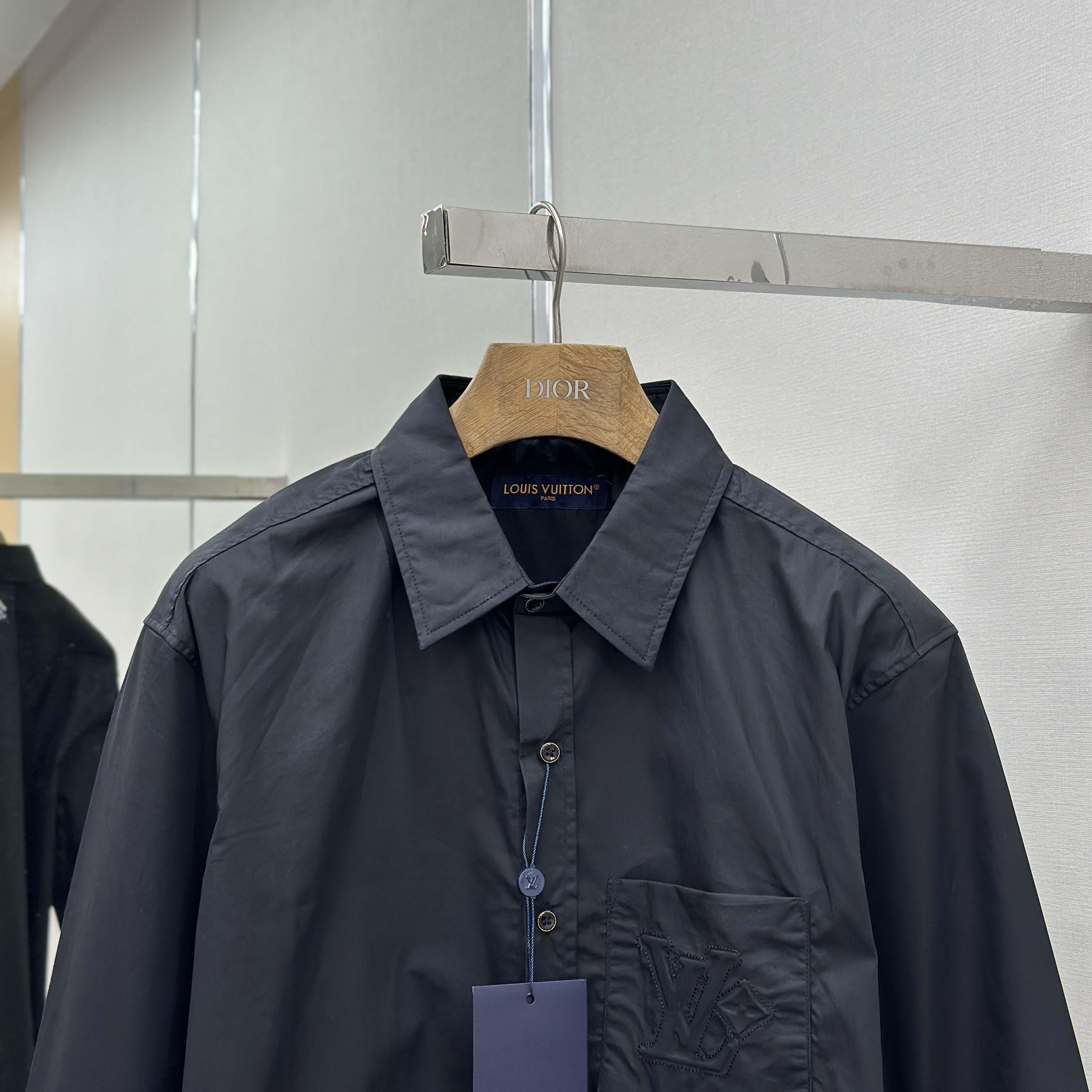 Louis Vuitton Embossed Signature Long-Sleeved Cotton Shirt    - FashionPlug