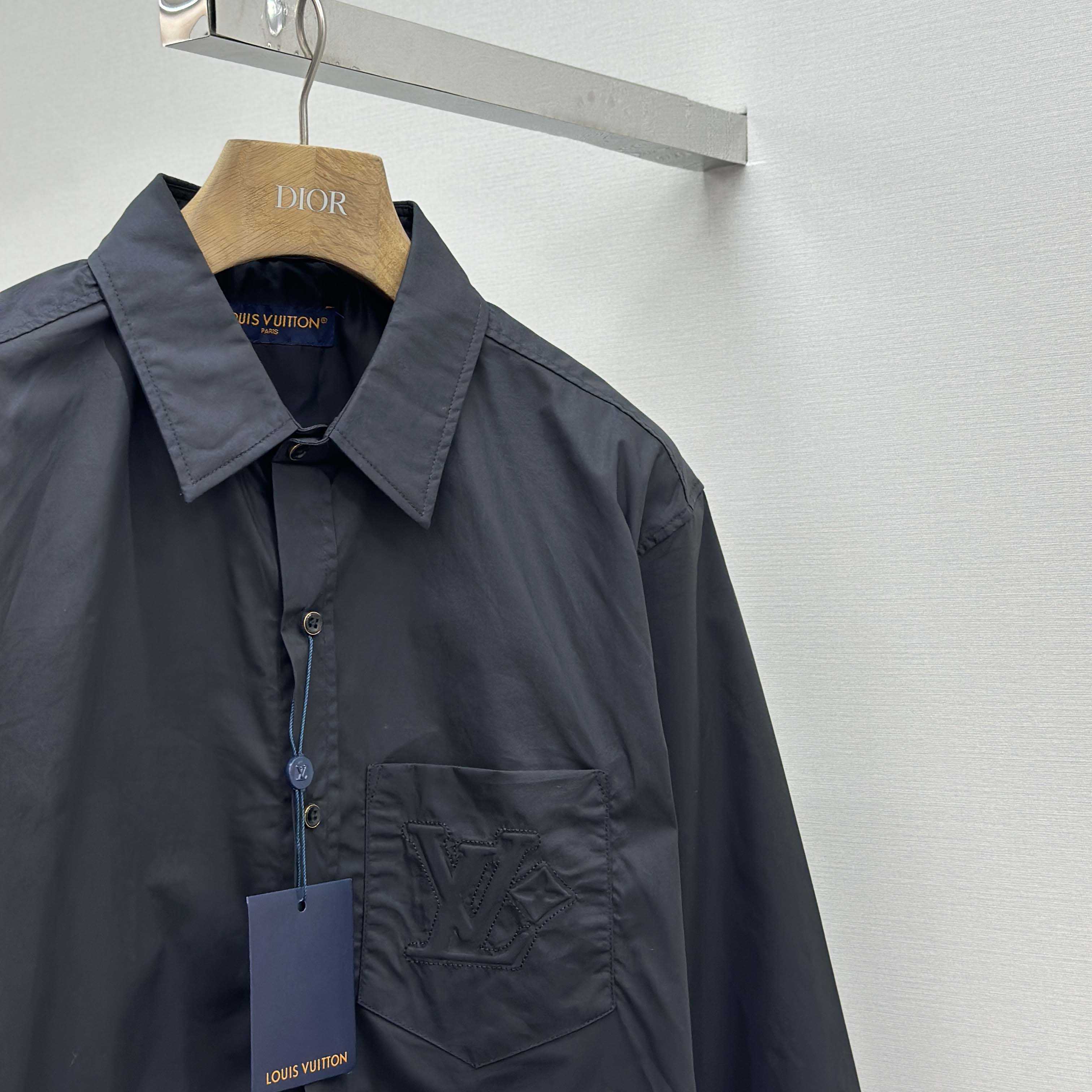 Louis Vuitton Embossed Signature Long-Sleeved Cotton Shirt    - FashionPlug