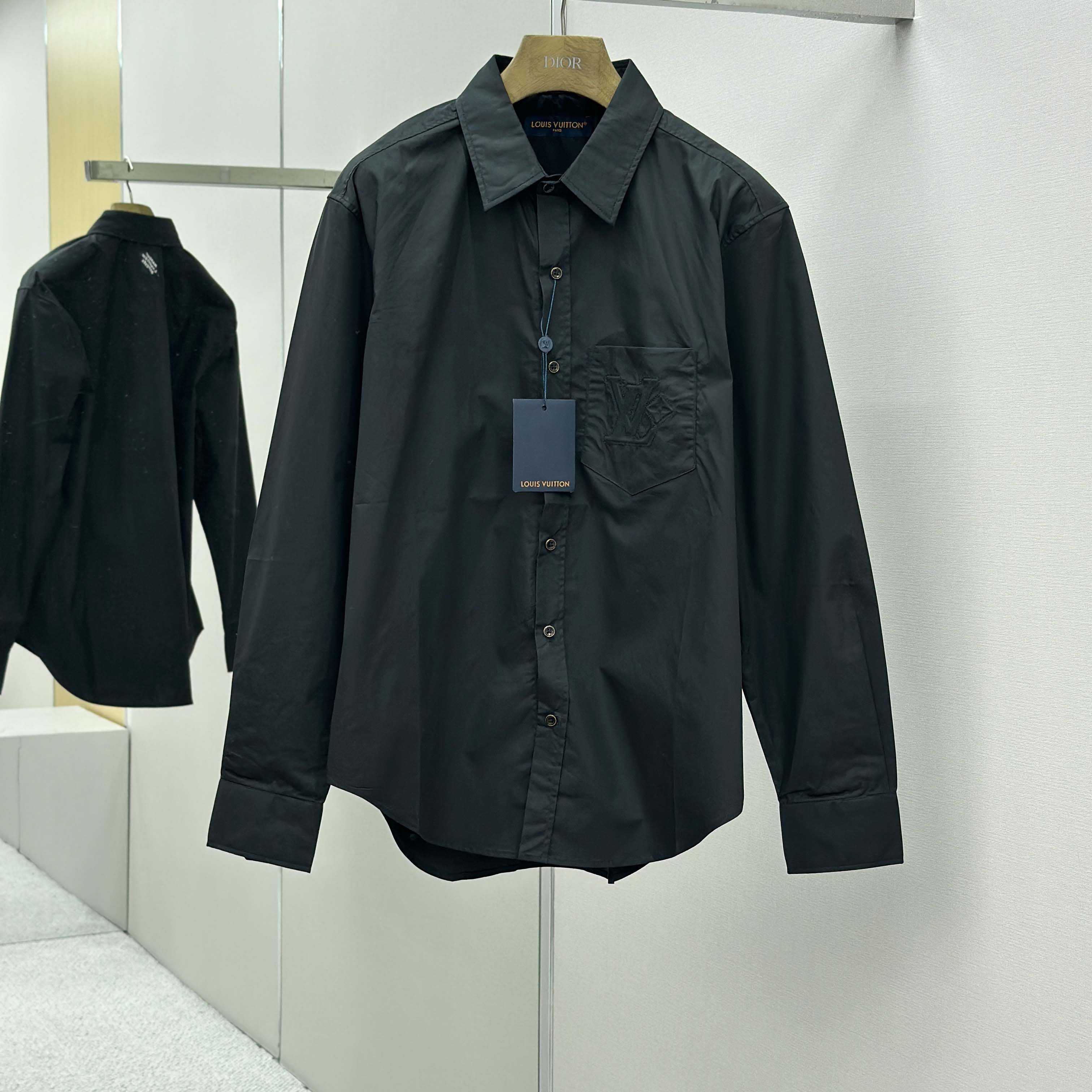 Louis Vuitton Embossed Signature Long-Sleeved Cotton Shirt    - FashionPlug