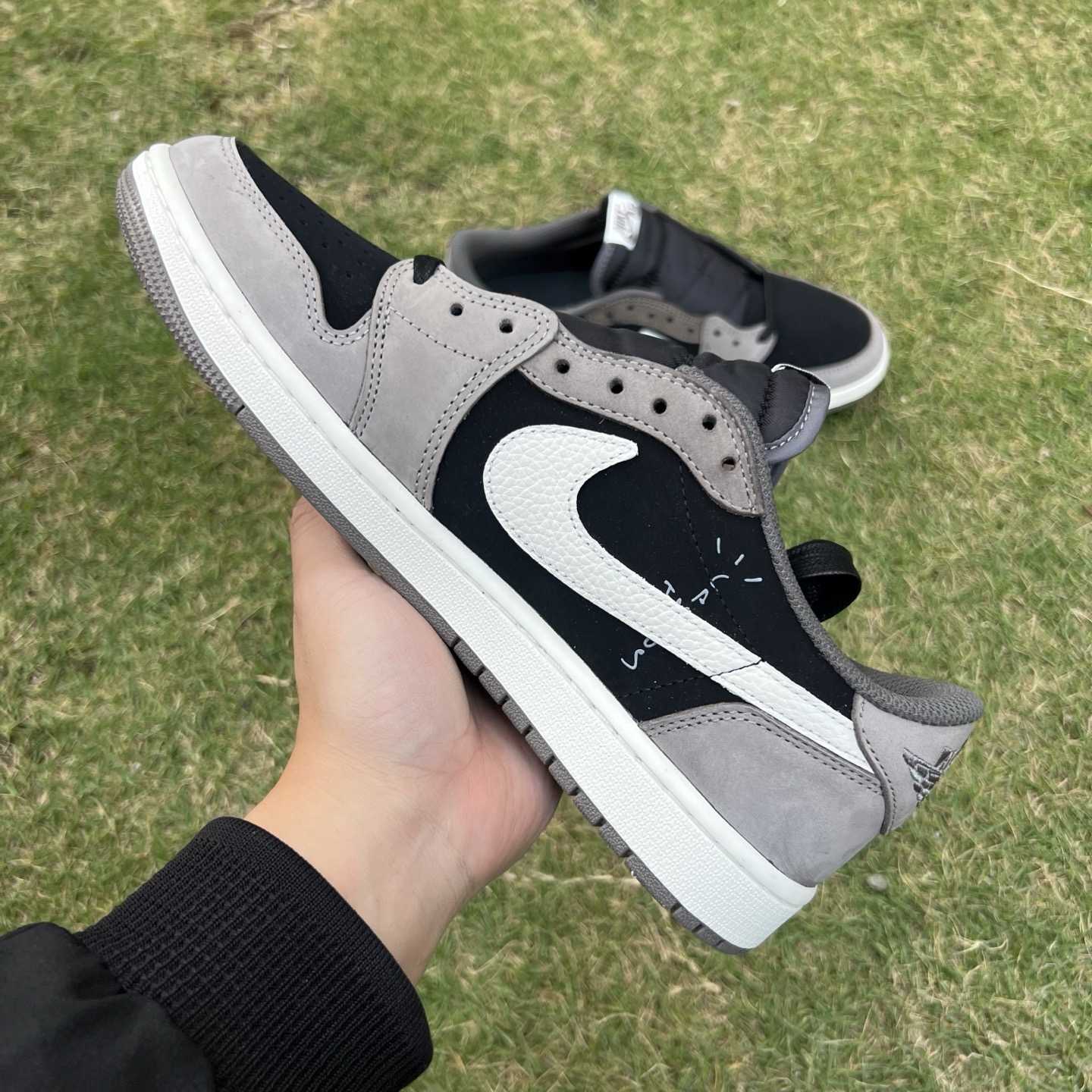 Travis Scott x Air Jordan 1 Low OG “Cactus Jack” Black/Grey Low-Top Sneaker DM7866-201 - FashionPlug