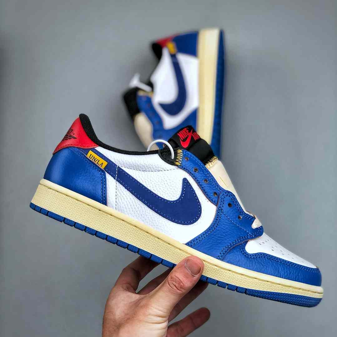 Union LA x Air Jordan 1 Low “White Blue Patchwork” HQ6998-146 - FashionPlug