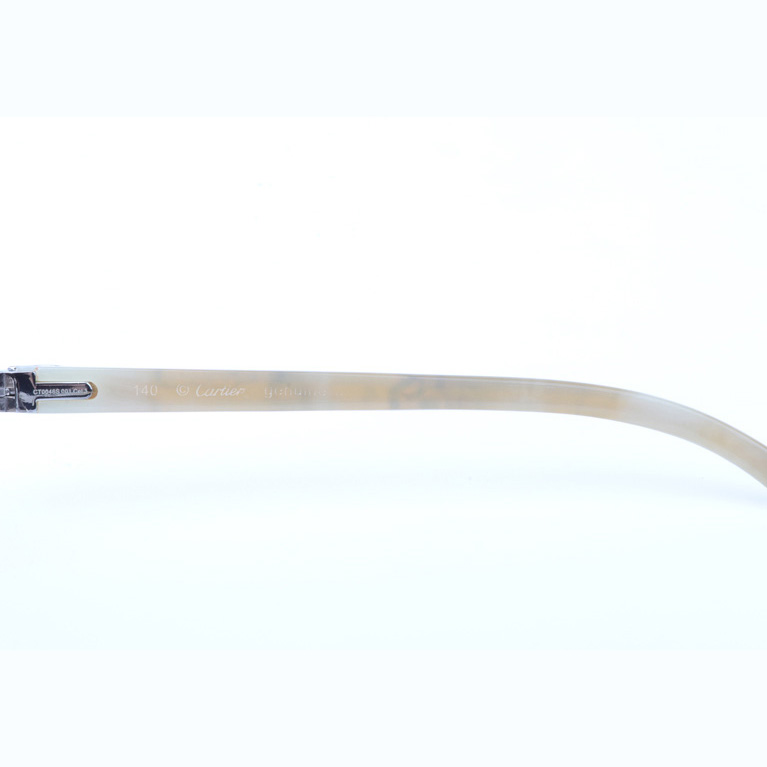 Cartier CT_3524012 Shell Mix White Buffalo Sunglasses In Silver Brown - FashionPlug