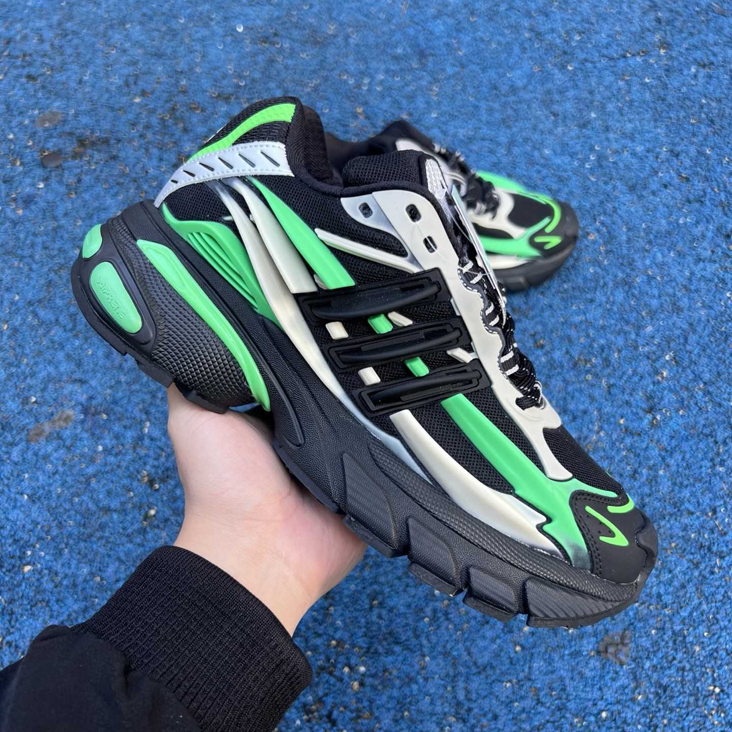 Pharrell x Virginia x adidas Adistar Jellyfish “Black/Green” Comfortable Fashion Slide JP9266 - FashionPlug