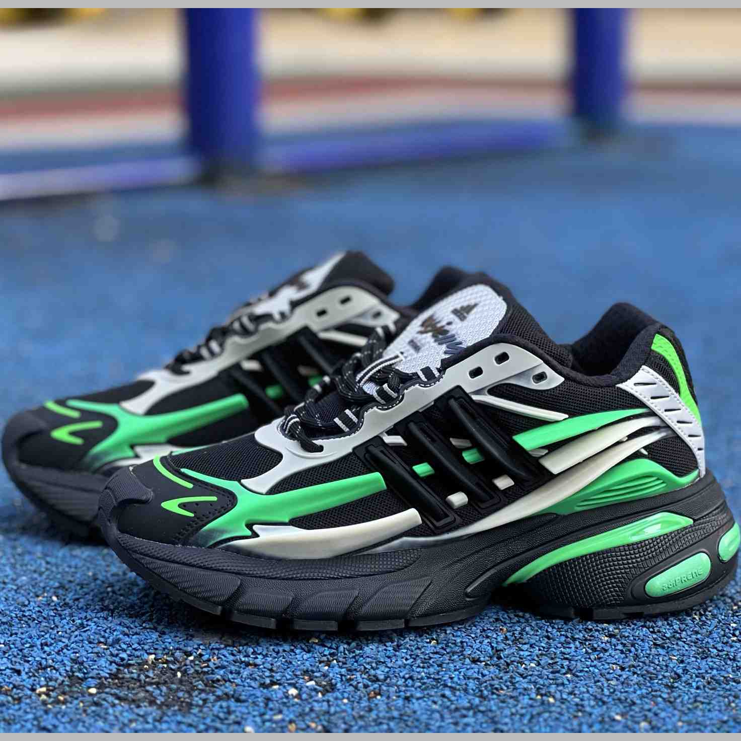 Pharrell x Virginia x adidas Adistar Jellyfish “Black/Green” Comfortable Fashion Slide JP9266 - FashionPlug