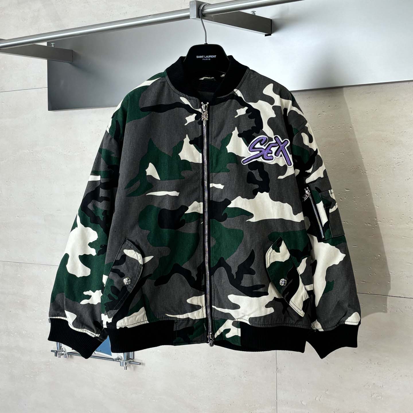 Chrome Hearts Matty Boy Desert Camouflage Sex Records Bomber Jacket - FashionPlug
