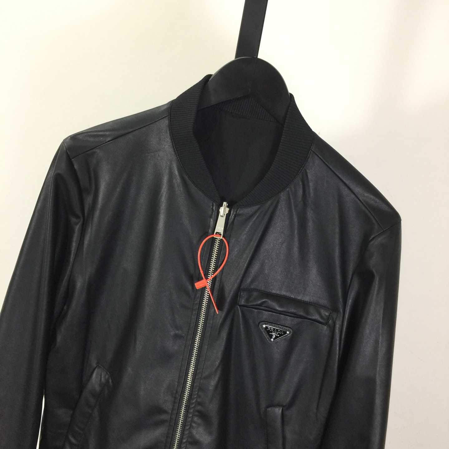 Prada Leather Bomber Jacket - FashionPlug