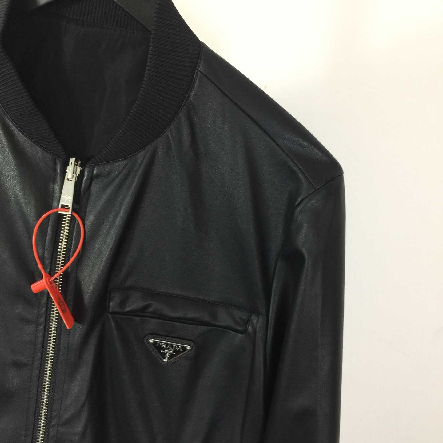 Prada Leather Bomber Jacket - FashionPlug