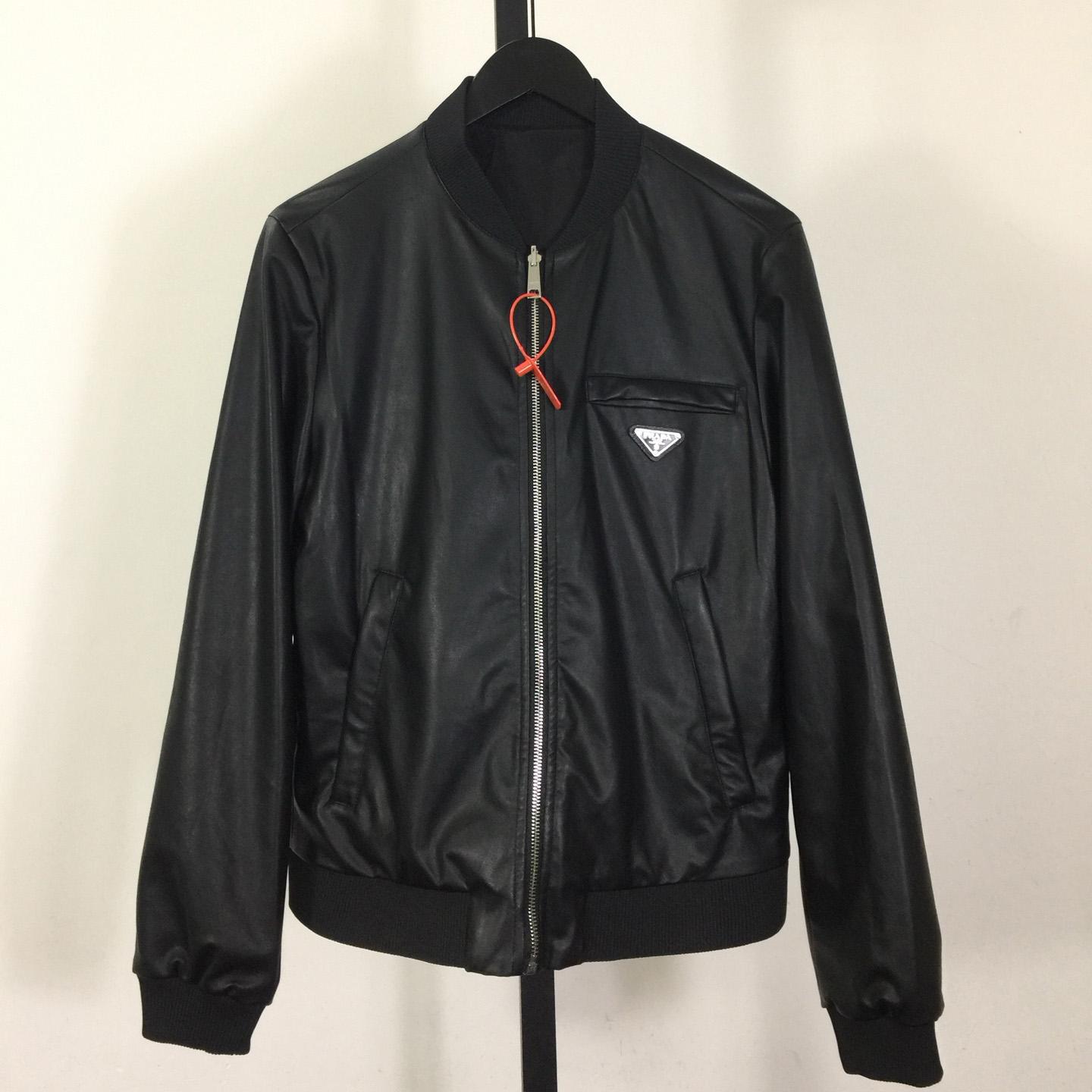 Prada Leather Bomber Jacket - FashionPlug