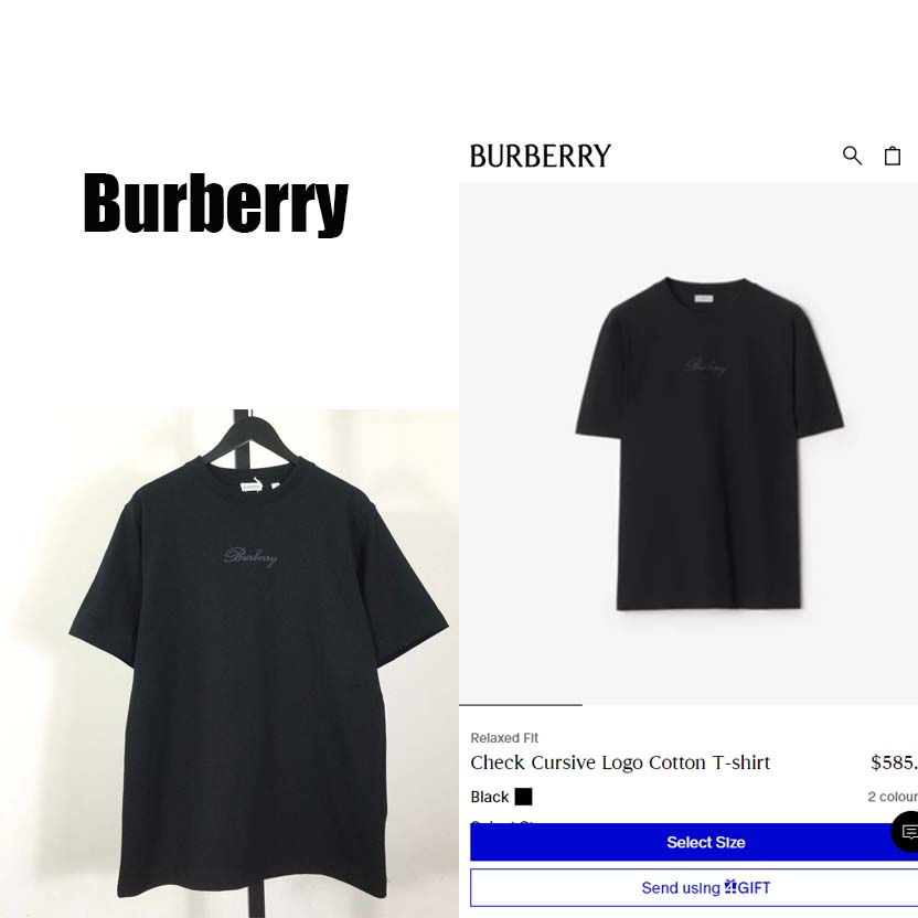 Burberry Check Cursive Logo Cotton T-shirt - FashionPlug