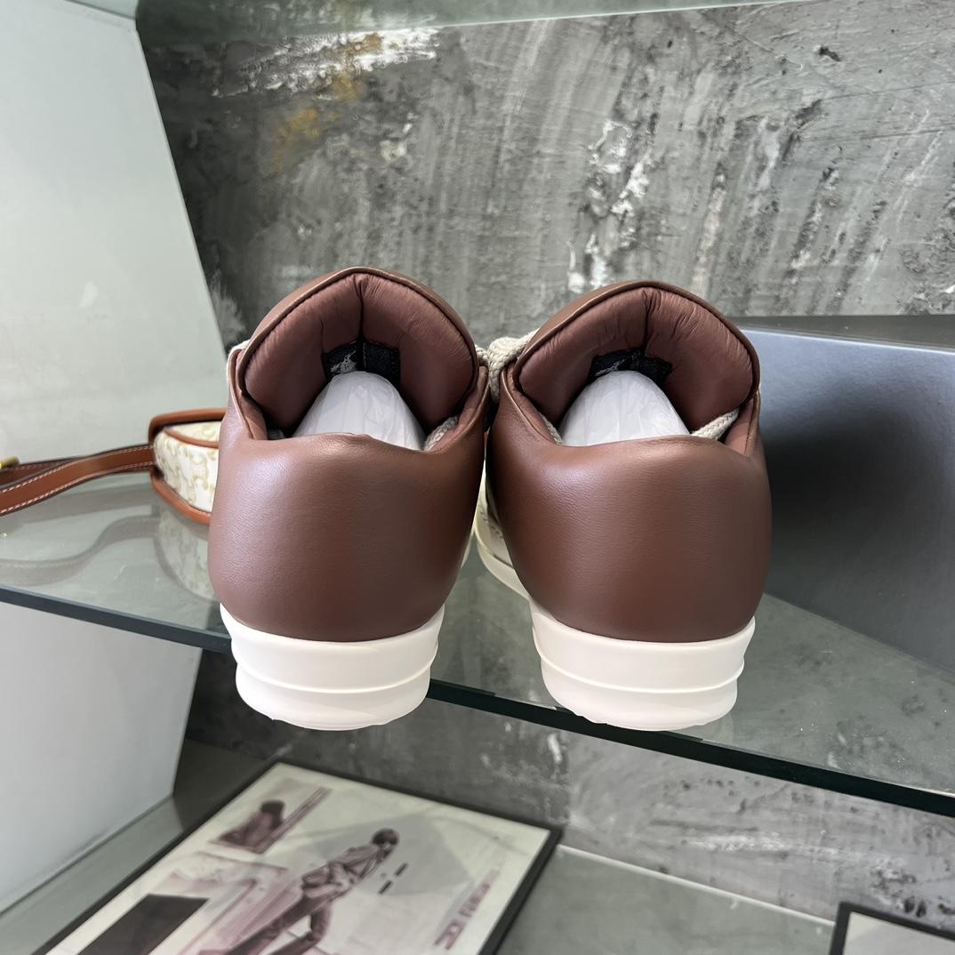 Rick Owens Lace-up Leather Sneakers  - FashionPlug
