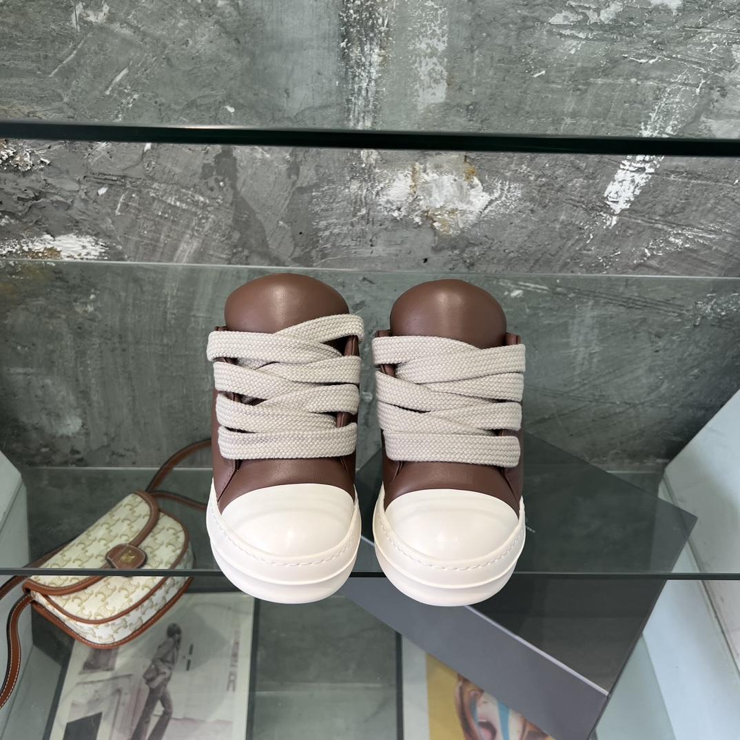 Rick Owens Lace-up Leather Sneakers  - FashionPlug