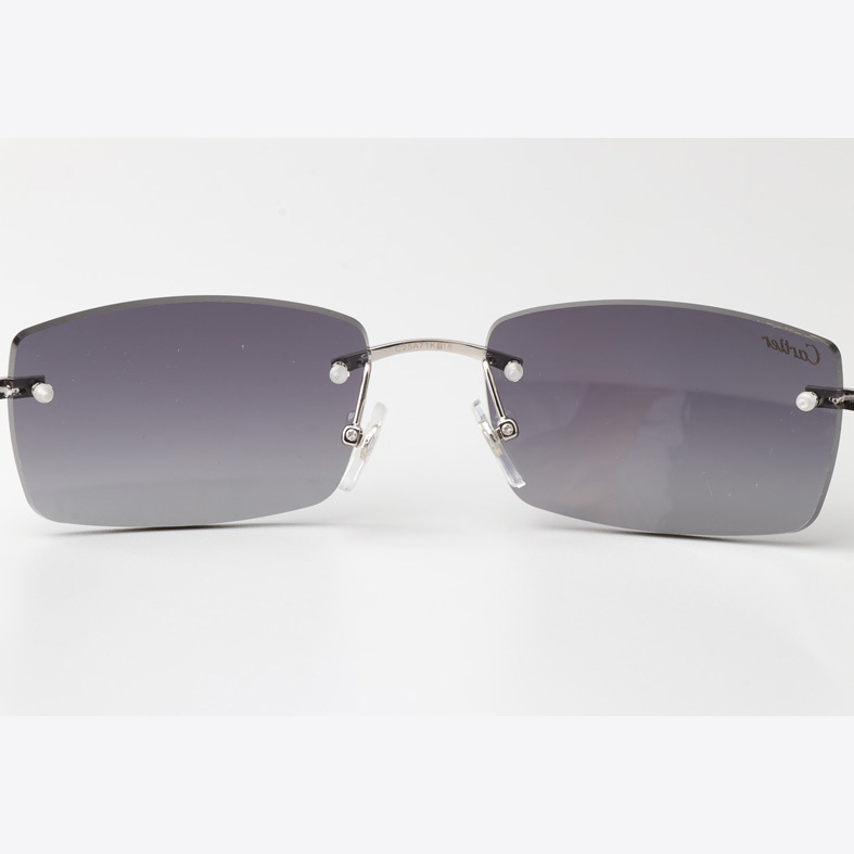 Cartier CT_3524012 White Mix Black Buffalo Sunglasses In Silver Gradient Gray - FashionPlug