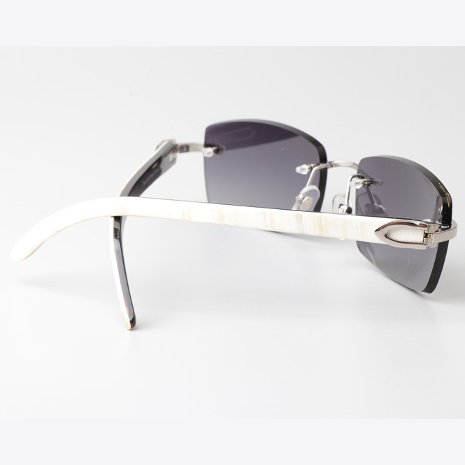 Cartier CT_3524012 White Mix Black Buffalo Sunglasses In Silver Gradient Gray - FashionPlug