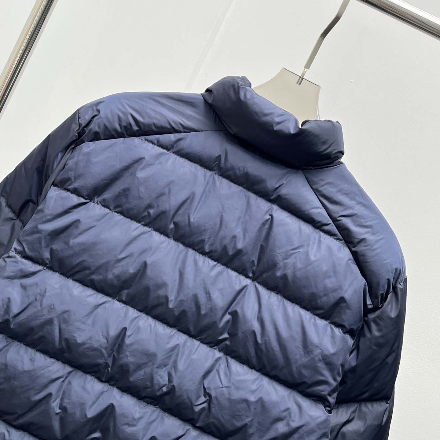 Prada Re-nylon Down Jacket In Navy Blue - FashionPlug