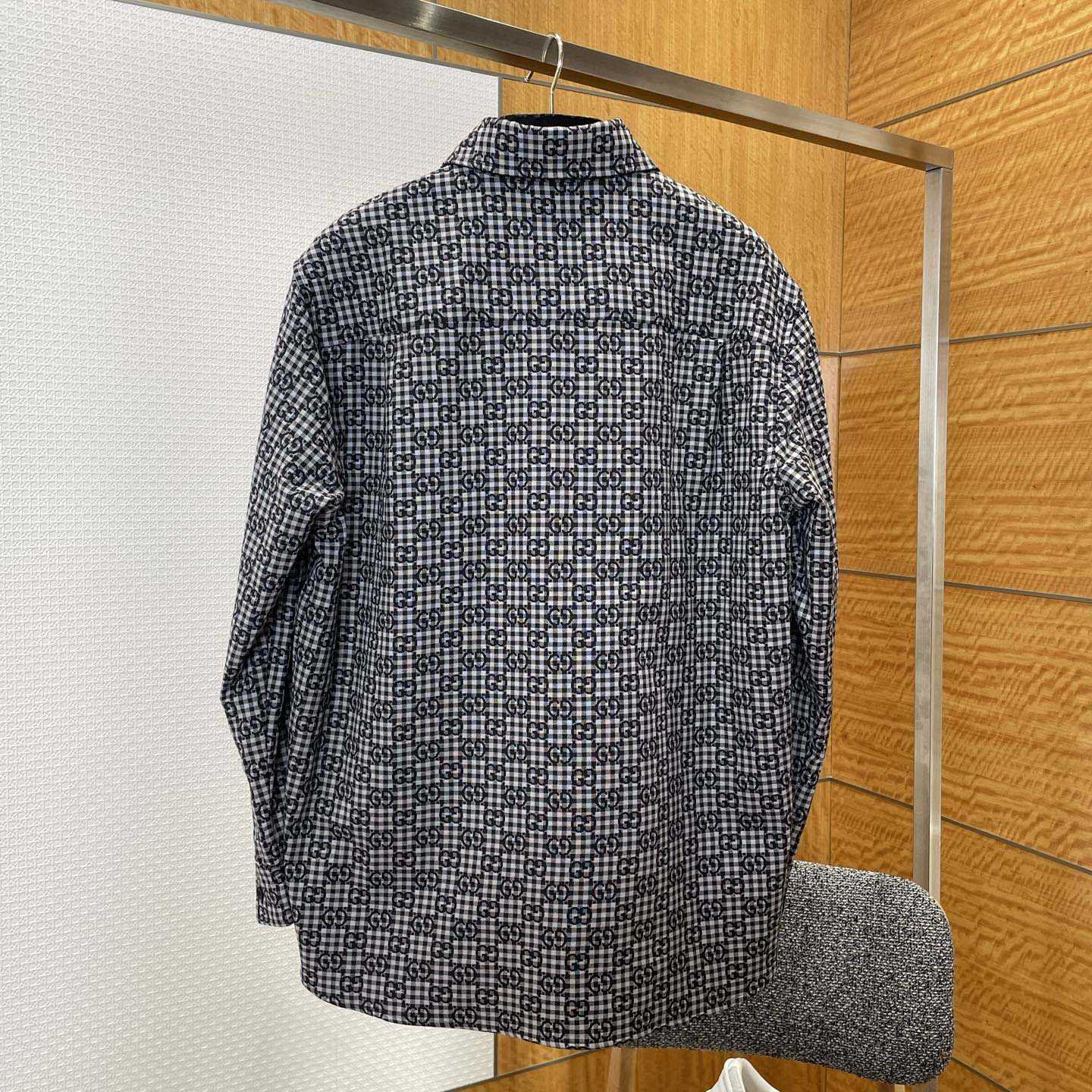 Gucci GG Gingham Cotton Wool Jacquard Shirt - FashionPlug