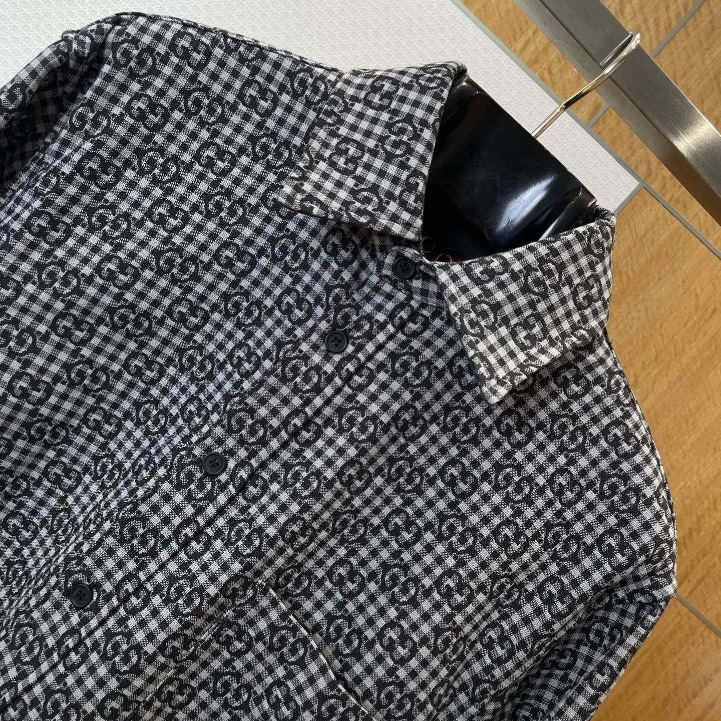 Gucci GG Gingham Cotton Wool Jacquard Shirt - FashionPlug