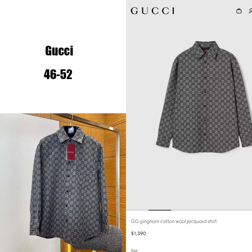 Gucci GG Gingham Cotton Wool Jacquard Shirt - FashionPlug