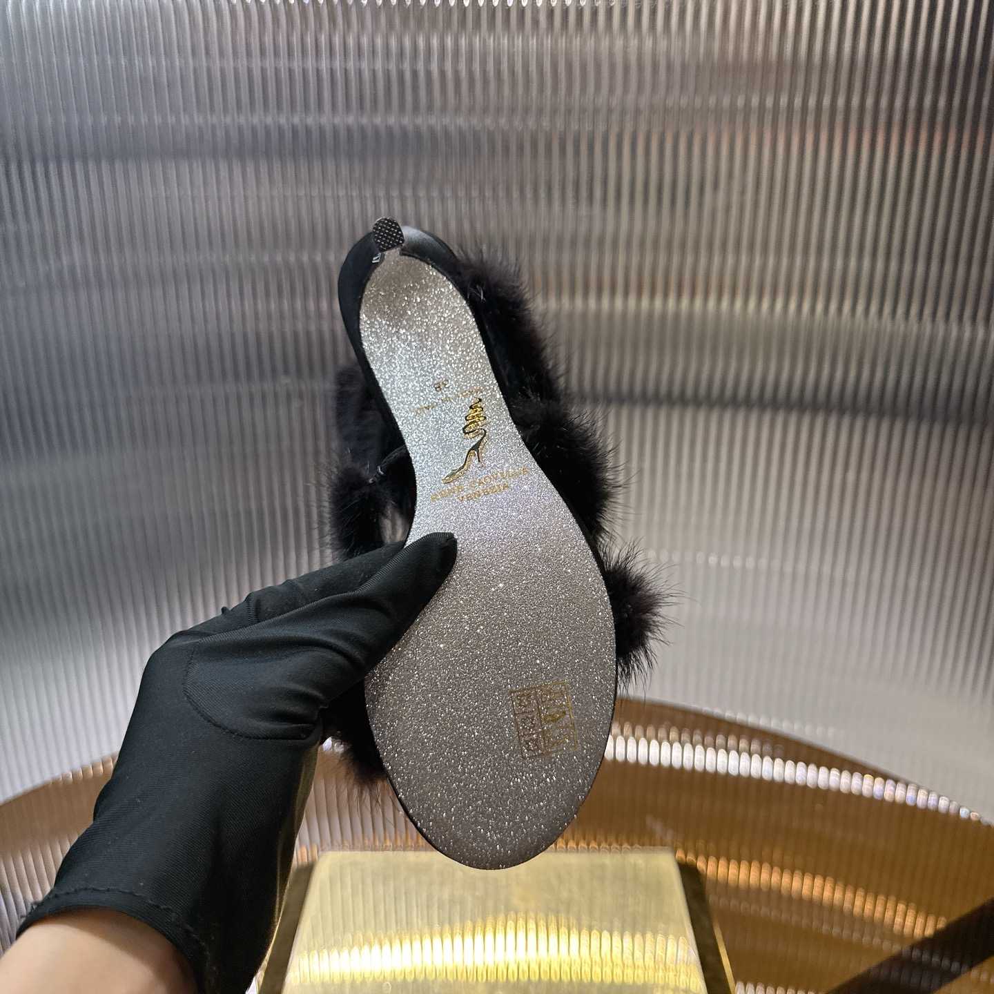 Rene Caovilla Lapin Fur-embellished 95mm Sandal   - FashionPlug