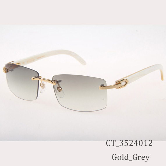 Cartier CT_3524012 White Buffalo Sunglasses In Gold Grey - FashionPlug