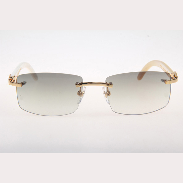 Cartier CT_3524012 White Buffalo Sunglasses In Gold Grey - FashionPlug