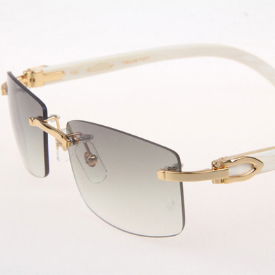Cartier CT_3524012 White Buffalo Sunglasses In Gold Grey - FashionPlug