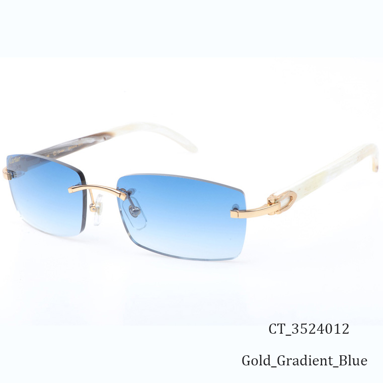 Cartier CT_3524012 White Buffalo Sunglasses In Gold Gradient Blue - FashionPlug