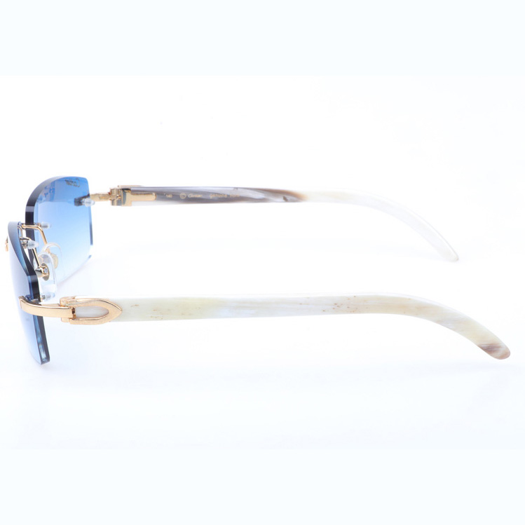 Cartier CT_3524012 White Buffalo Sunglasses In Gold Gradient Blue - FashionPlug