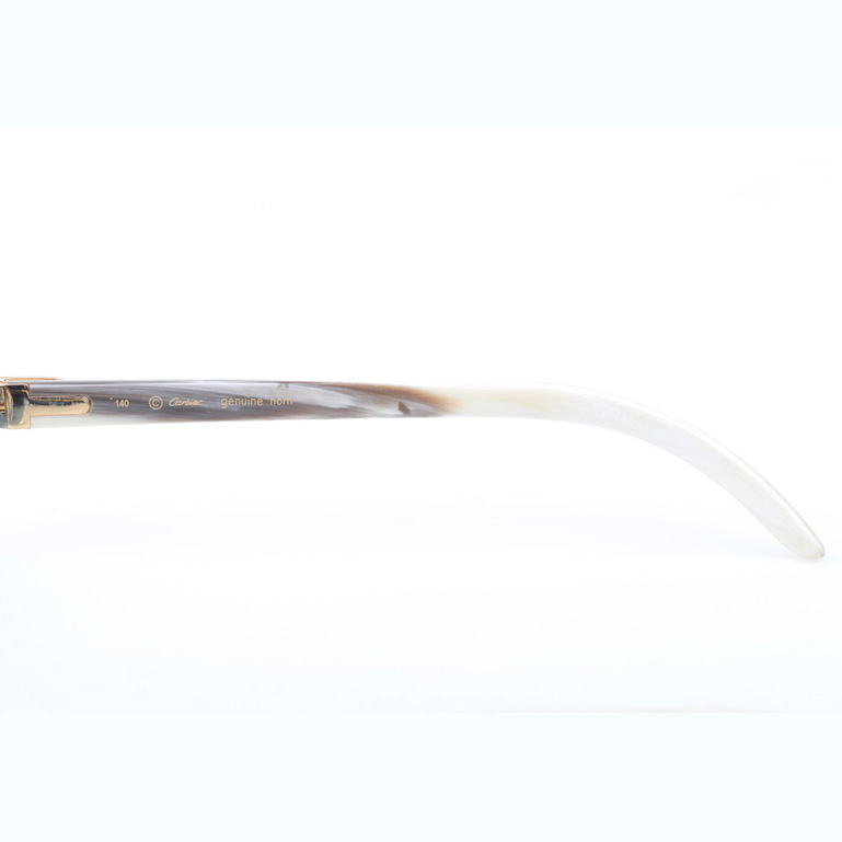 Cartier CT_3524012 White Buffalo Sunglasses In Gold Gradient Blue - FashionPlug