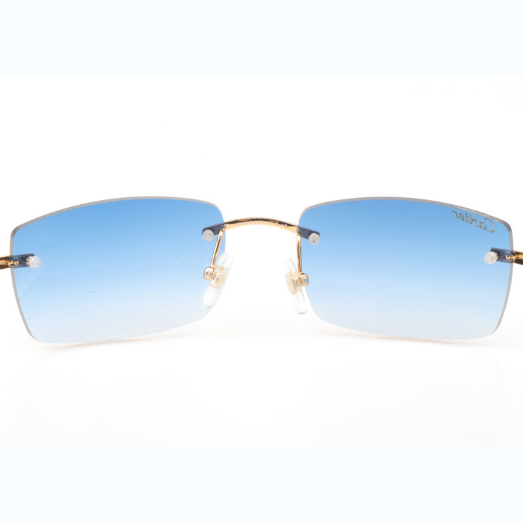 Cartier CT_3524012 White Buffalo Sunglasses In Gold Gradient Blue - FashionPlug
