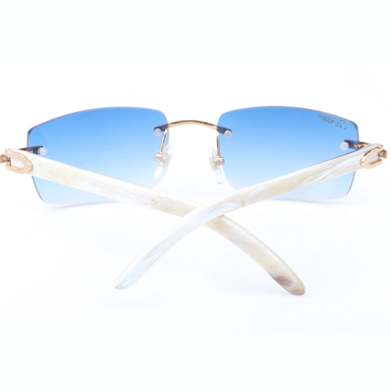 Cartier CT_3524012 White Buffalo Sunglasses In Gold Gradient Blue - FashionPlug