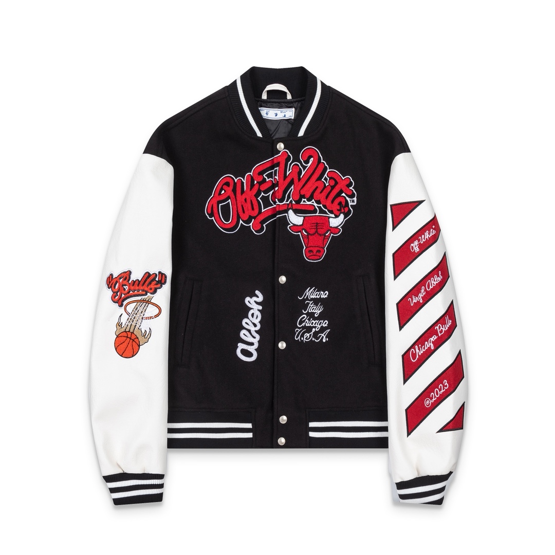 Off-White™ c/o Chicago Bulls Black Varsity - FashionPlug