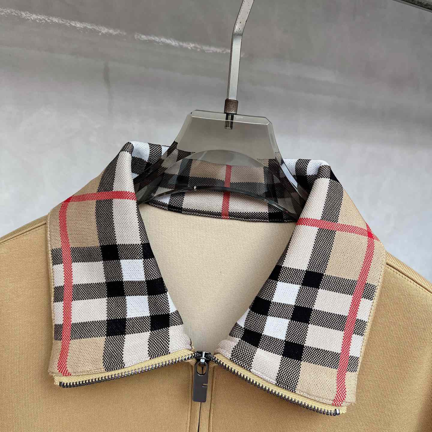 Burberry Check Collar Cotton Half-zip Sweatshirt - FashionPlug