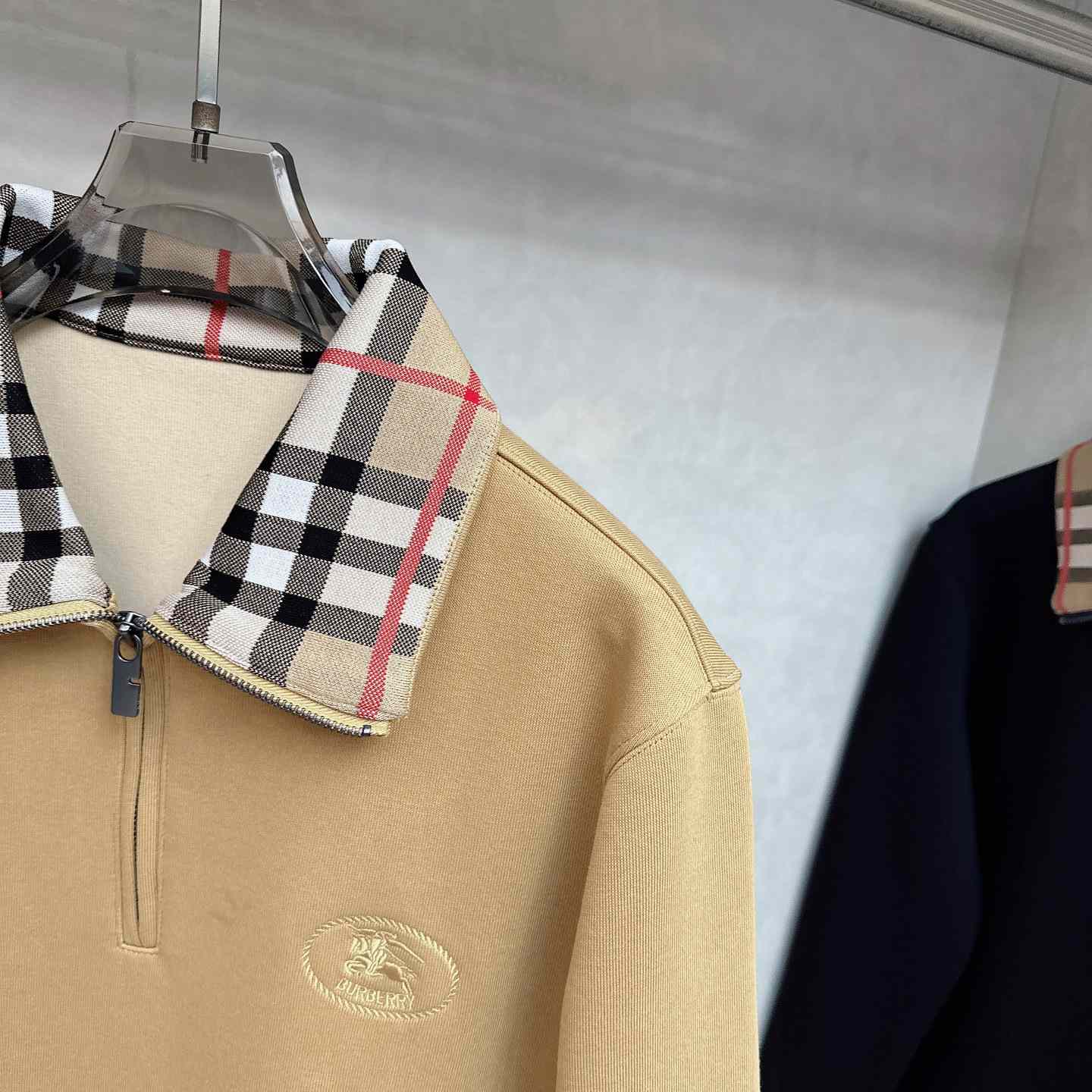 Burberry Check Collar Cotton Half-zip Sweatshirt - FashionPlug