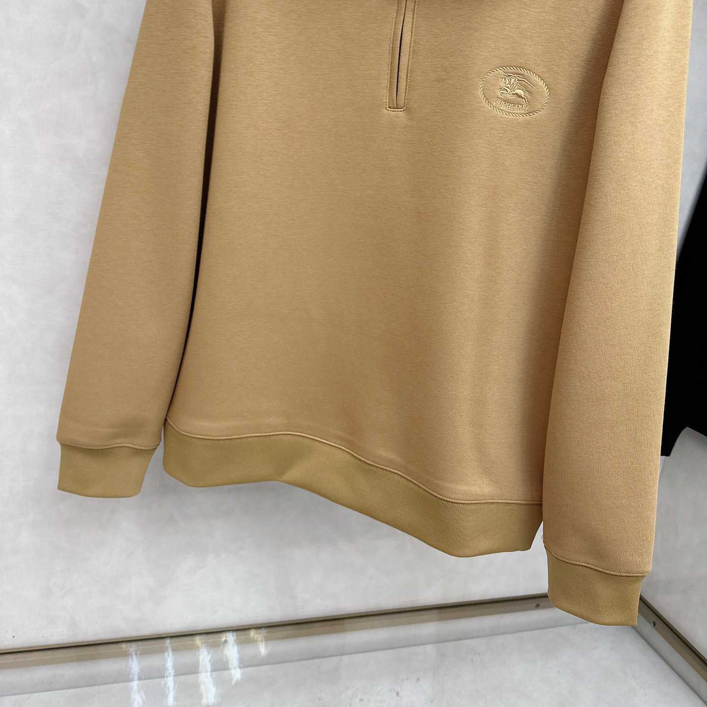 Burberry Check Collar Cotton Half-zip Sweatshirt - FashionPlug