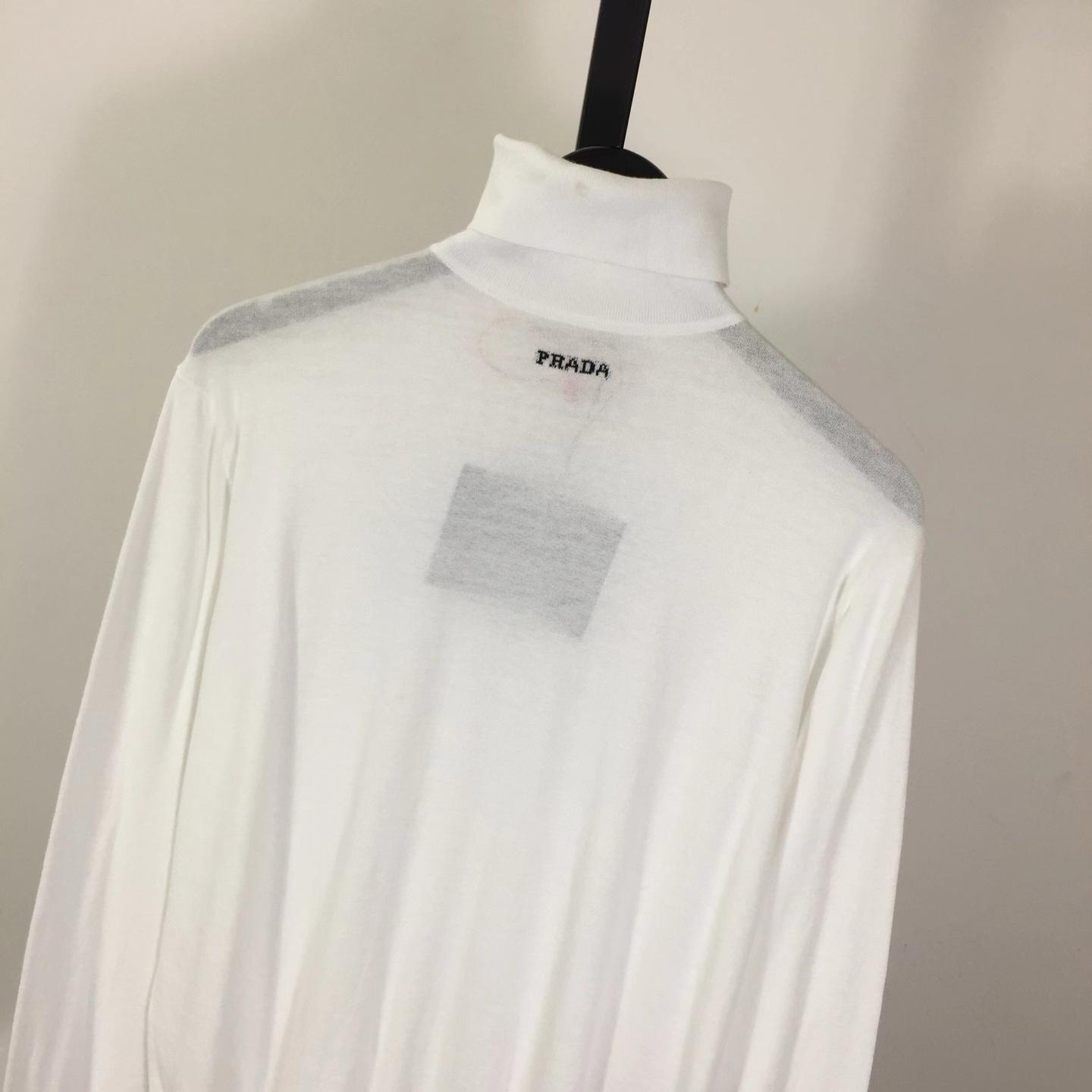 Prada White Wool Turtleneck - FashionPlug