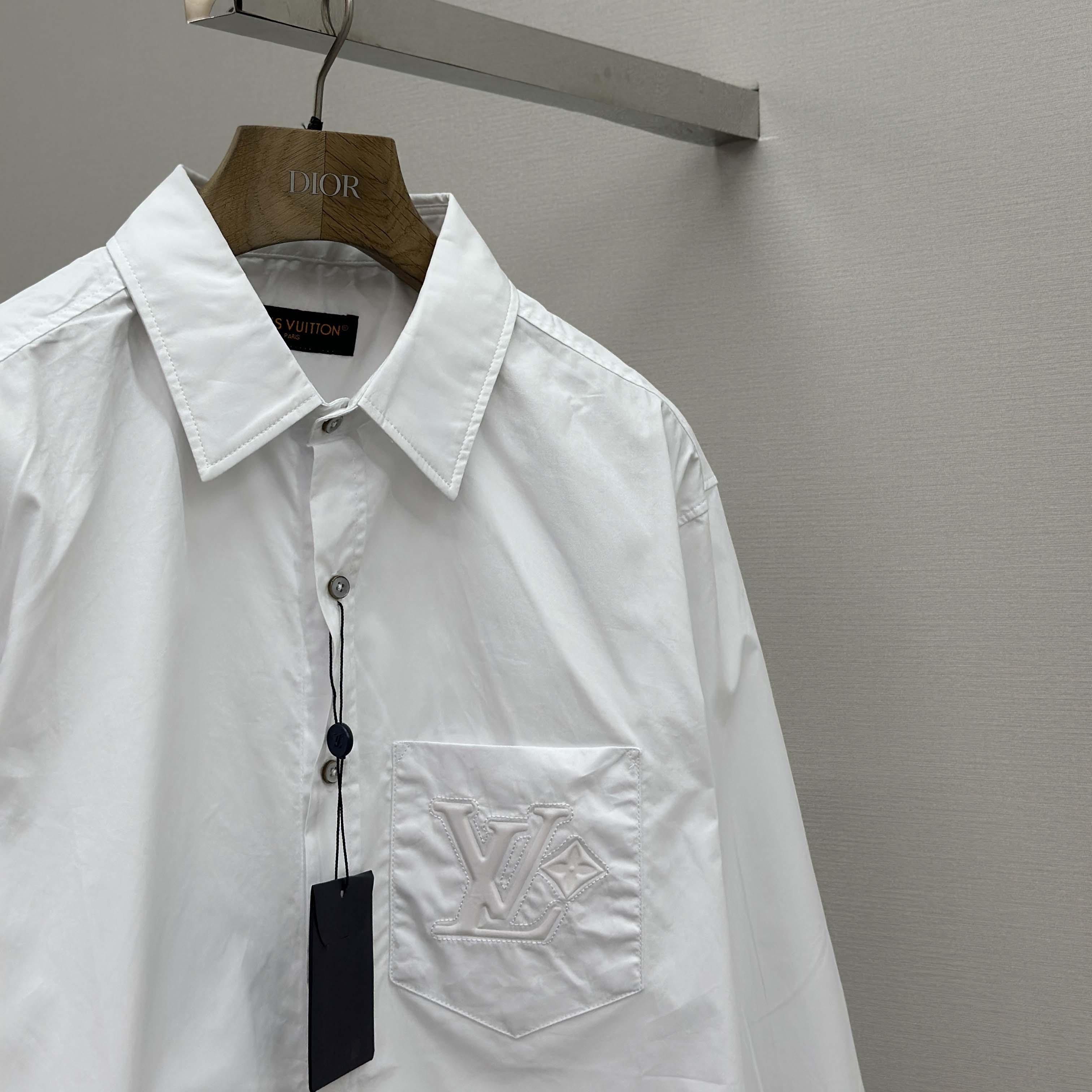 Louis Vuitton Embossed Signature Long-Sleeved Cotton Shirt   1AHVY7 - FashionPlug