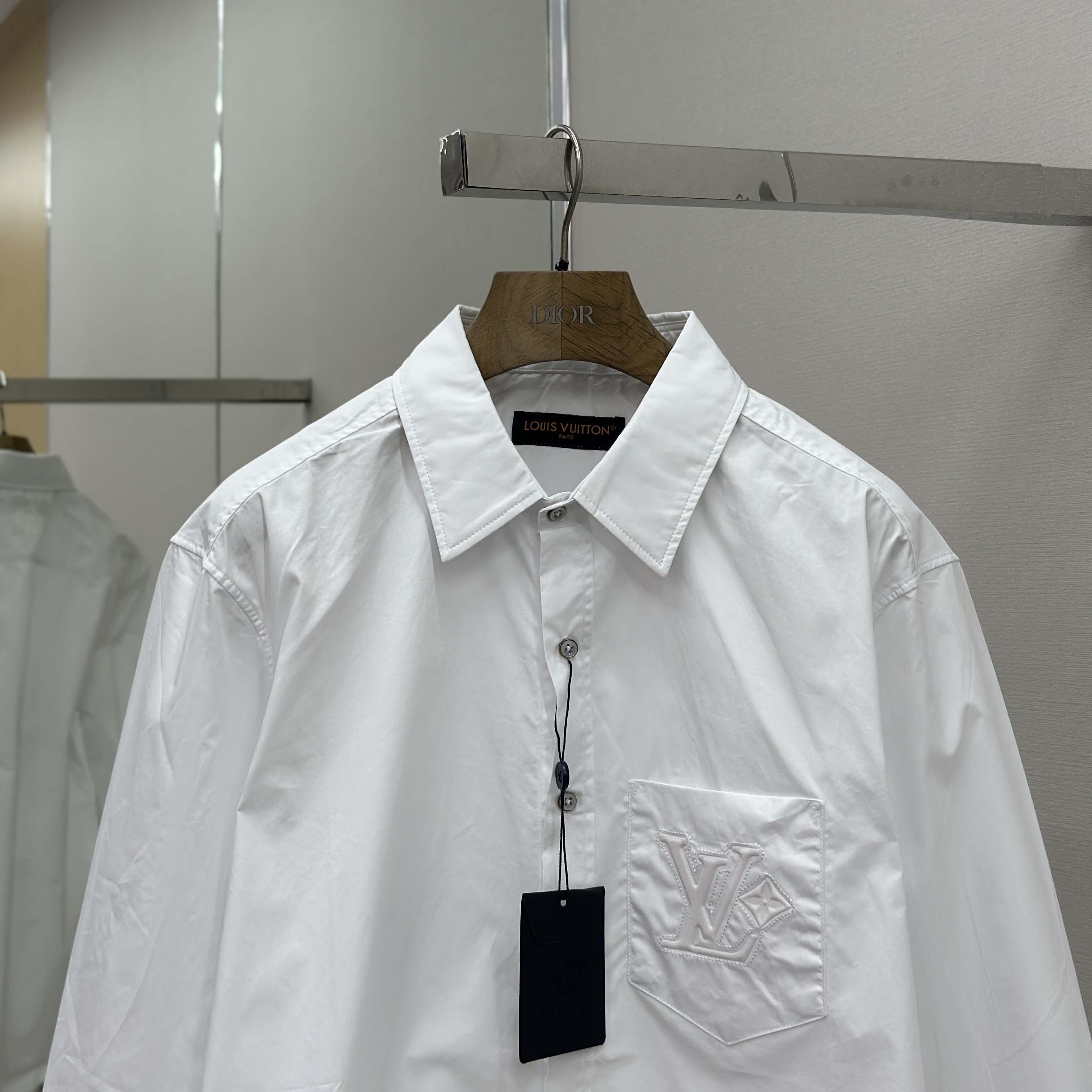 Louis Vuitton Embossed Signature Long-Sleeved Cotton Shirt   1AHVY7 - FashionPlug