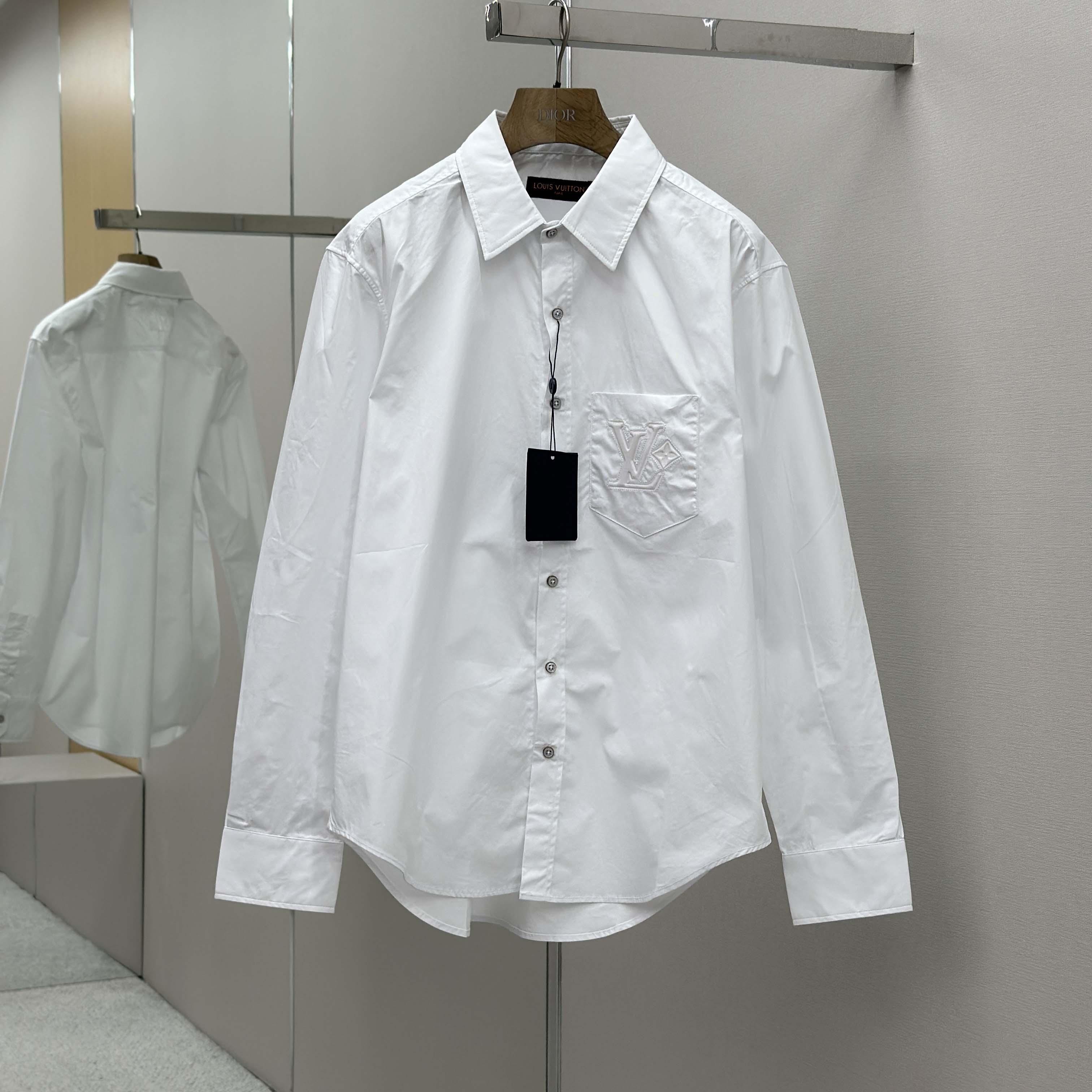 Louis Vuitton Embossed Signature Long-Sleeved Cotton Shirt   1AHVY7 - FashionPlug