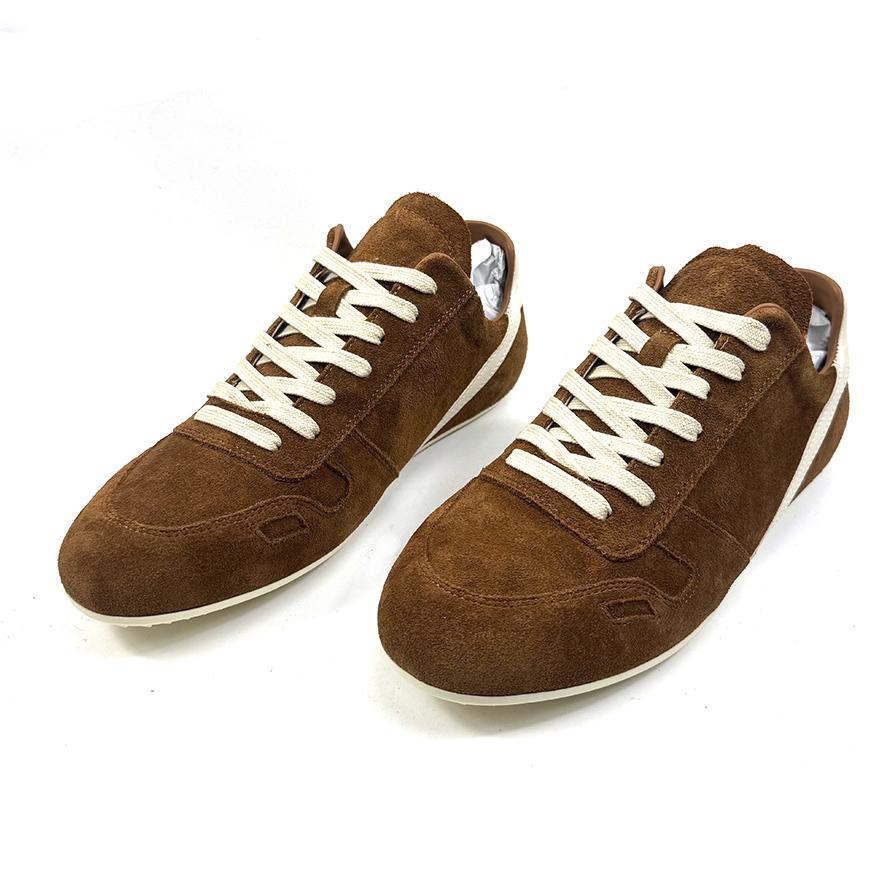 Rick Owens Minimal Sneak Suede Leather Panel Sneakers - FashionPlug