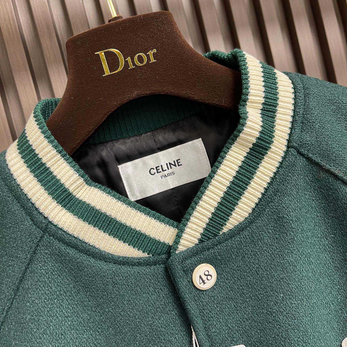 Celine Triomphe Teddy Jacket In Textured Wool - FashionPlug