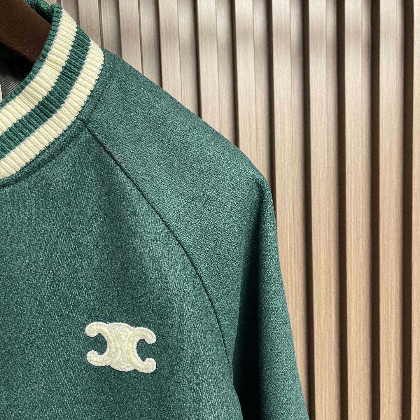 Celine Triomphe Teddy Jacket In Textured Wool - FashionPlug