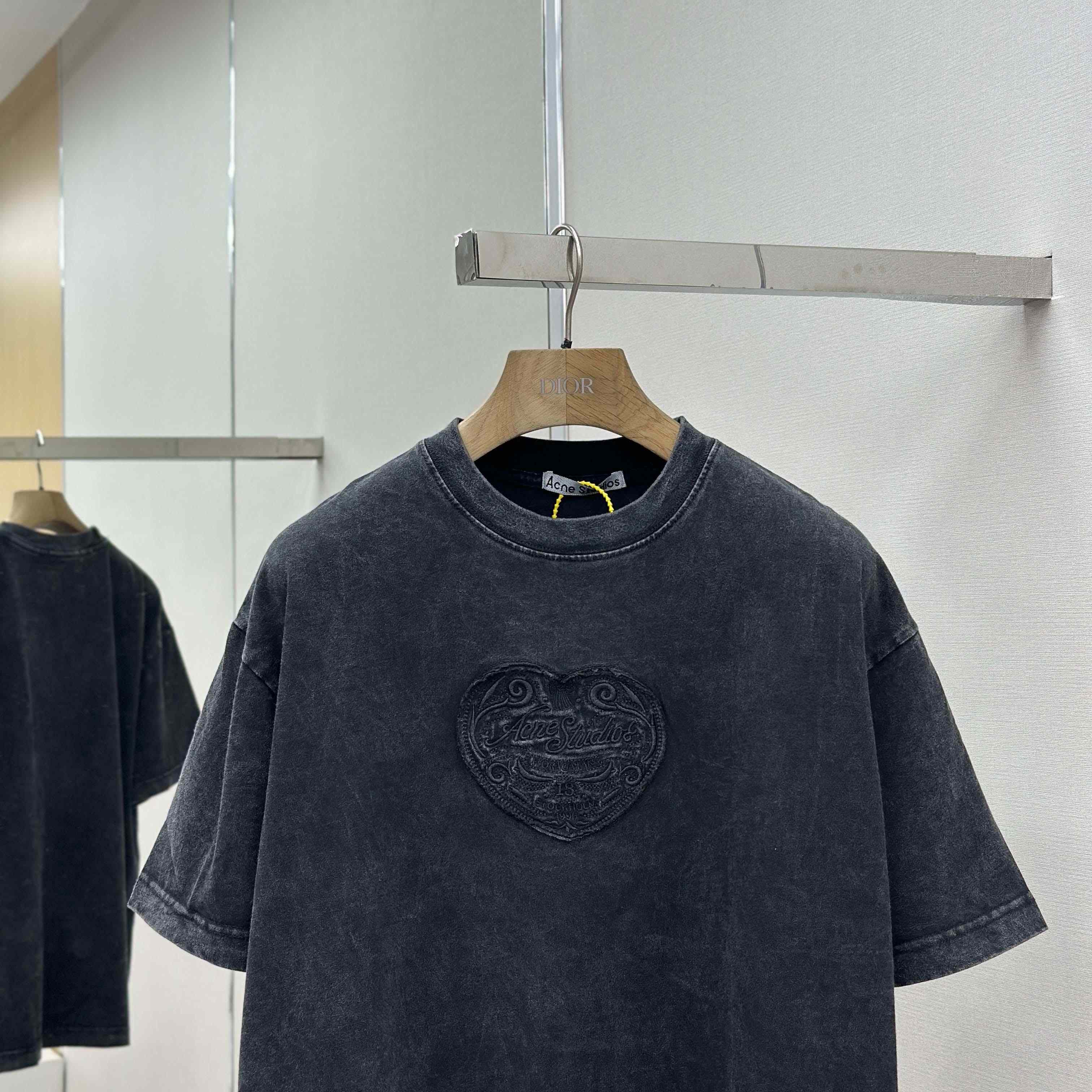 Acne Studios Logo T-shirt - Faded black - FashionPlug