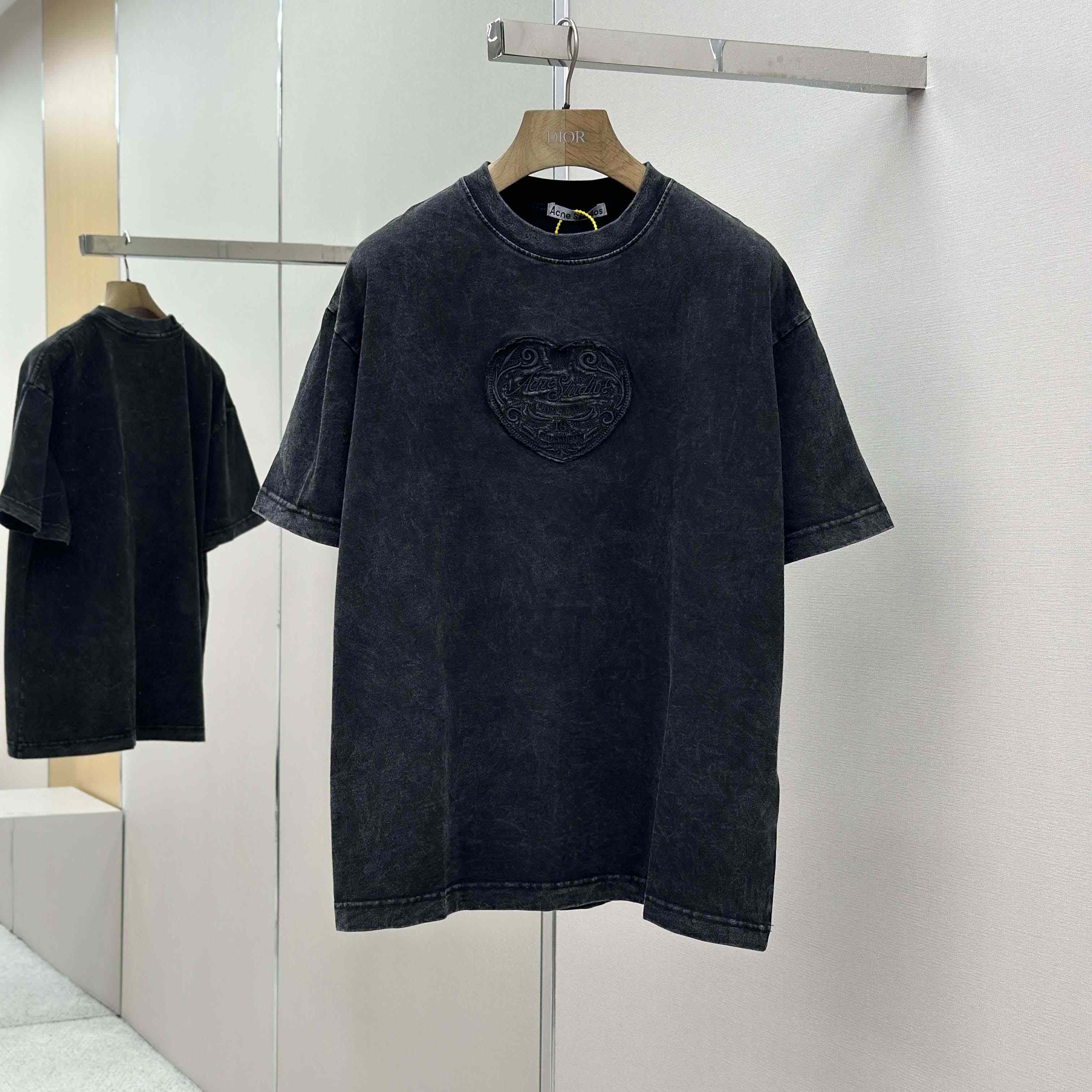 Acne Studios Logo T-shirt - Faded black - FashionPlug