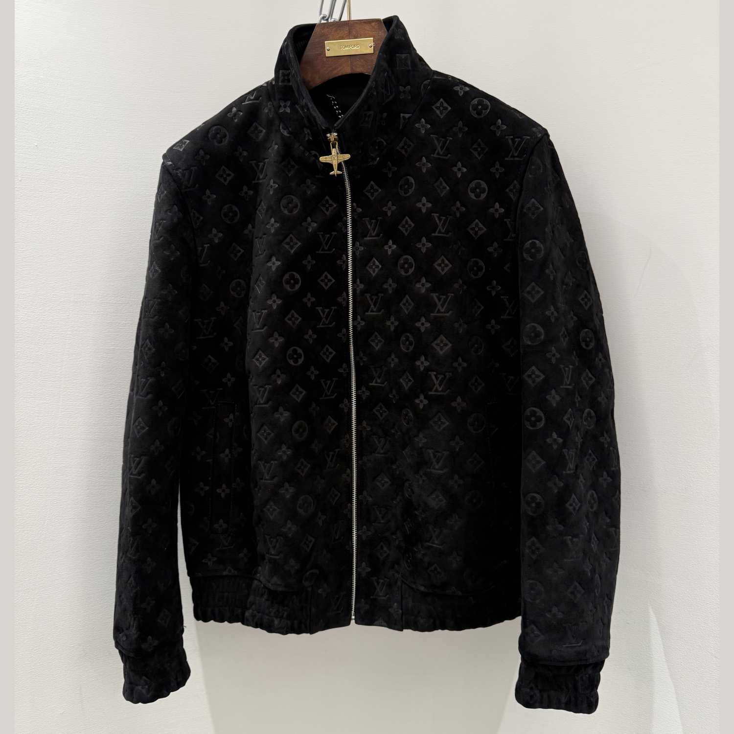 Louis Vuitton Monogram Debossed Suede Tracksuit Jacket   - FashionPlug