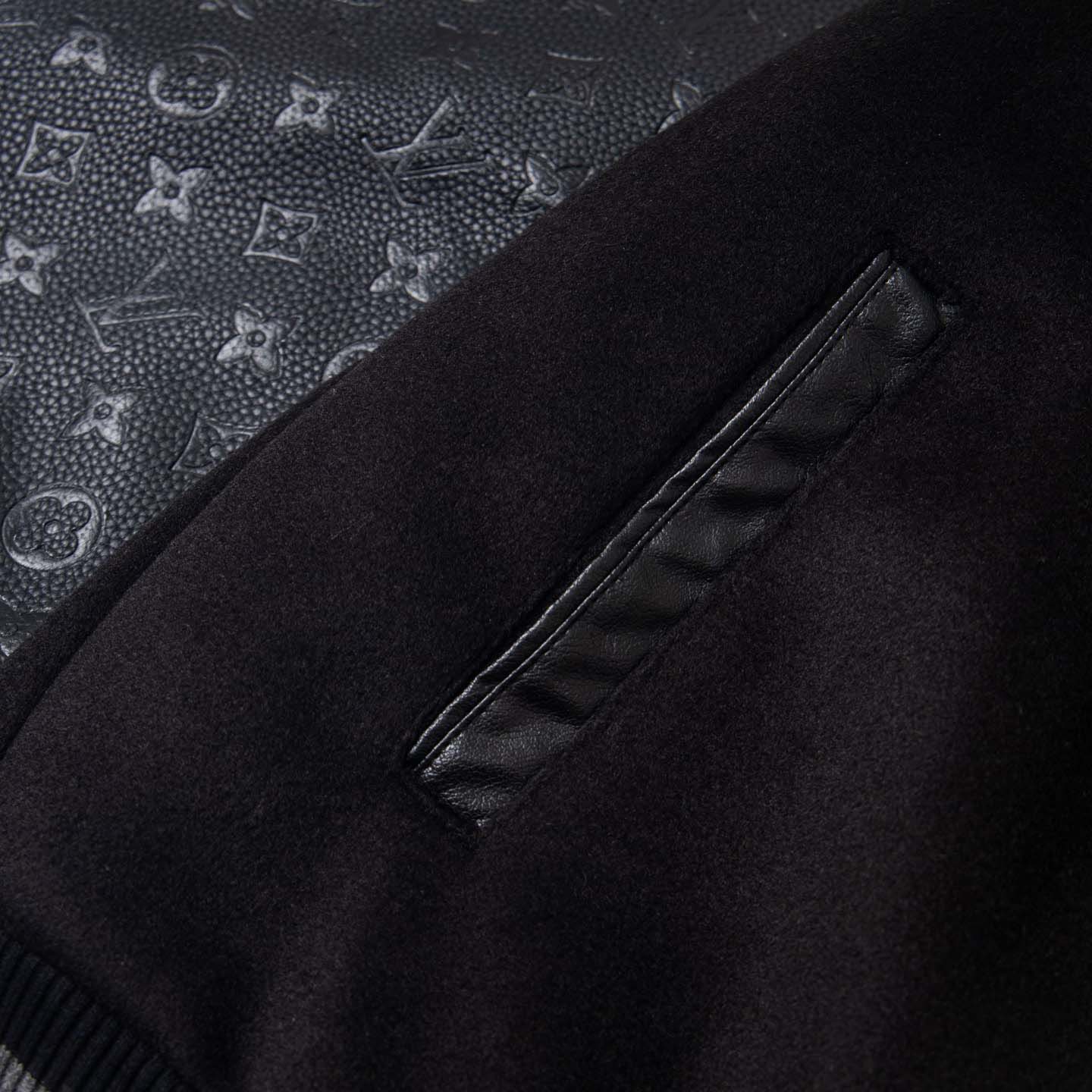  Louis Vuitton Monogram Embossed Leather and Wool Blouson  - FashionPlug