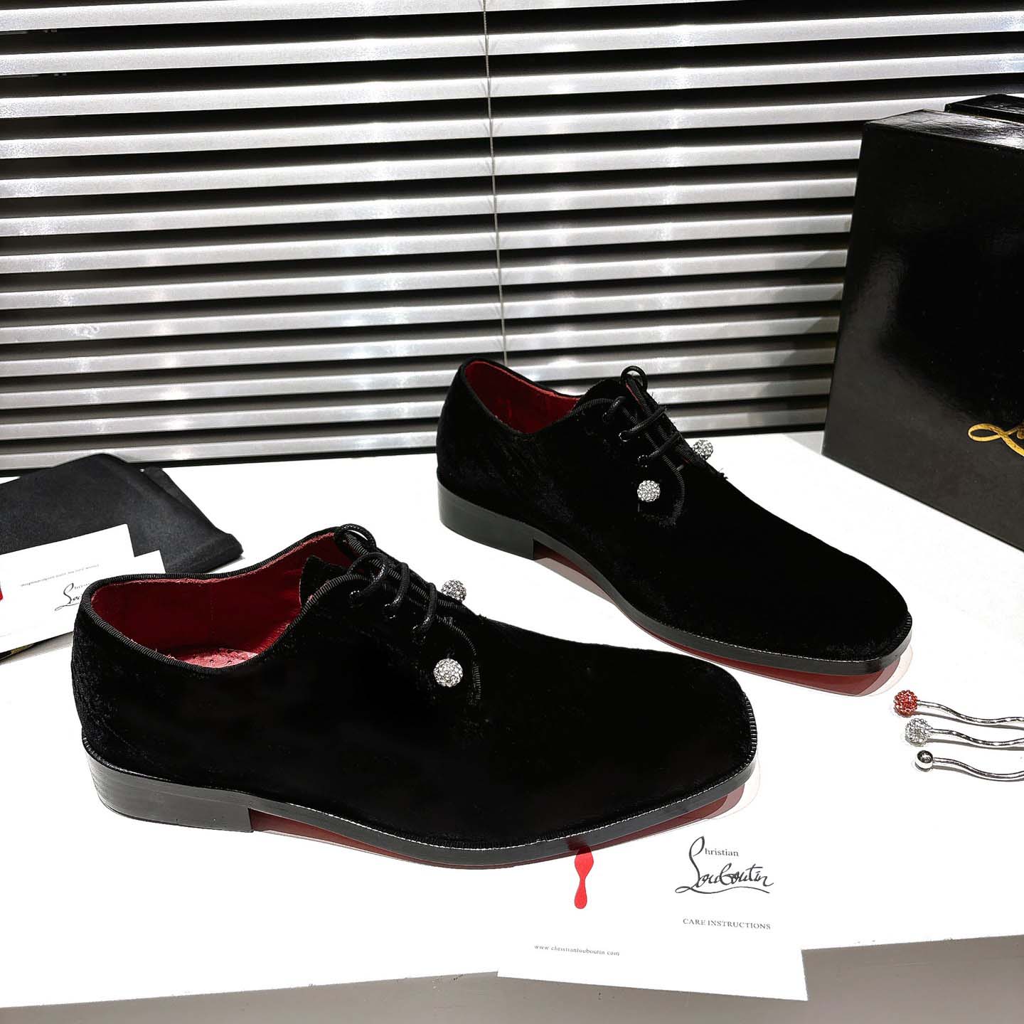 Christian Louboutin Chambeliss Night Strass Derbies - Velvet - FashionPlug