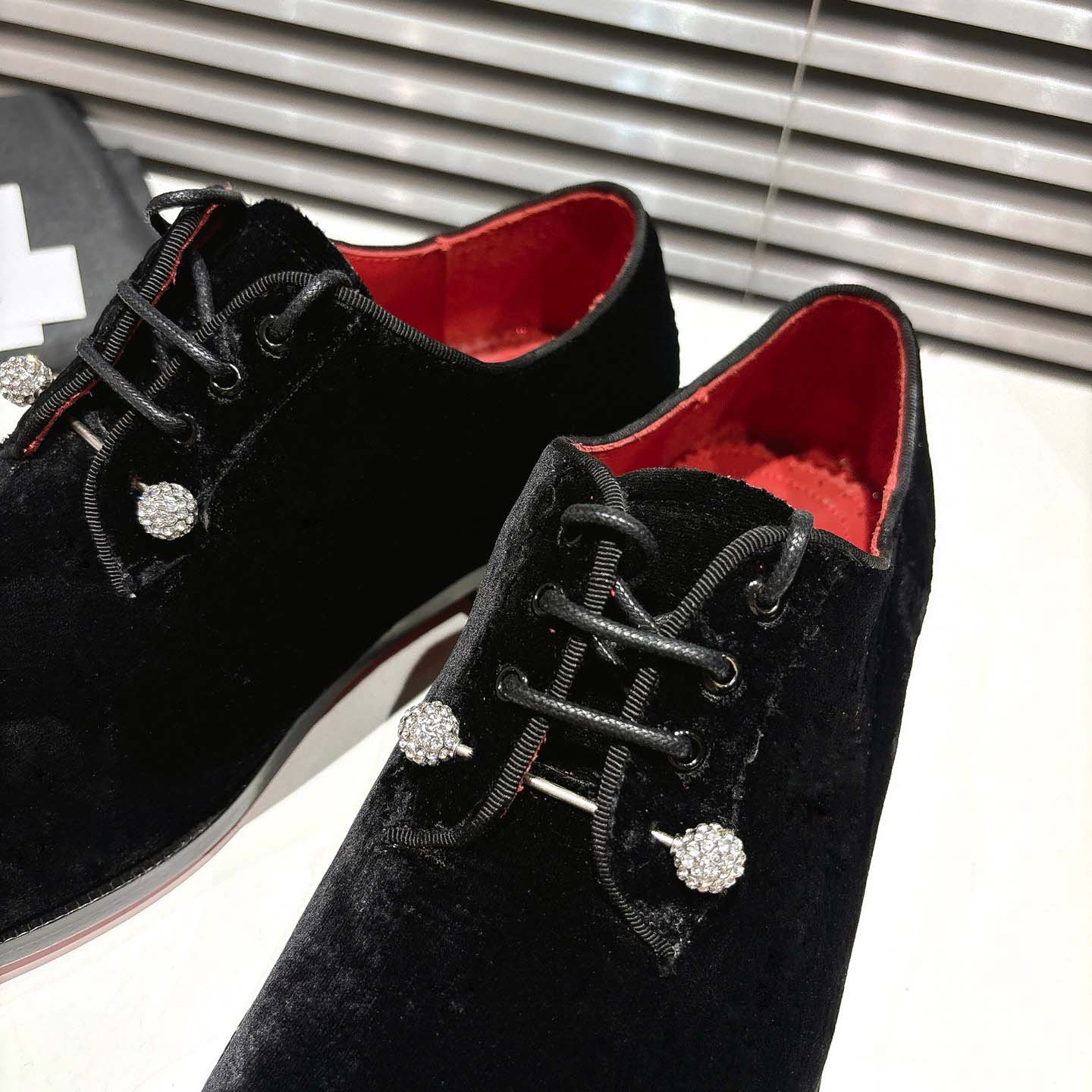 Christian Louboutin Chambeliss Night Strass Derbies - Velvet - FashionPlug