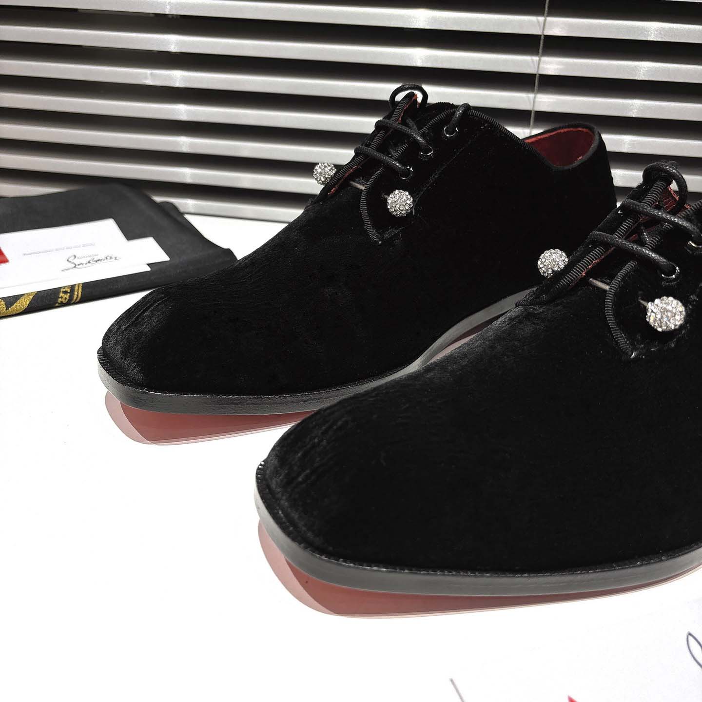 Christian Louboutin Chambeliss Night Strass Derbies - Velvet - FashionPlug