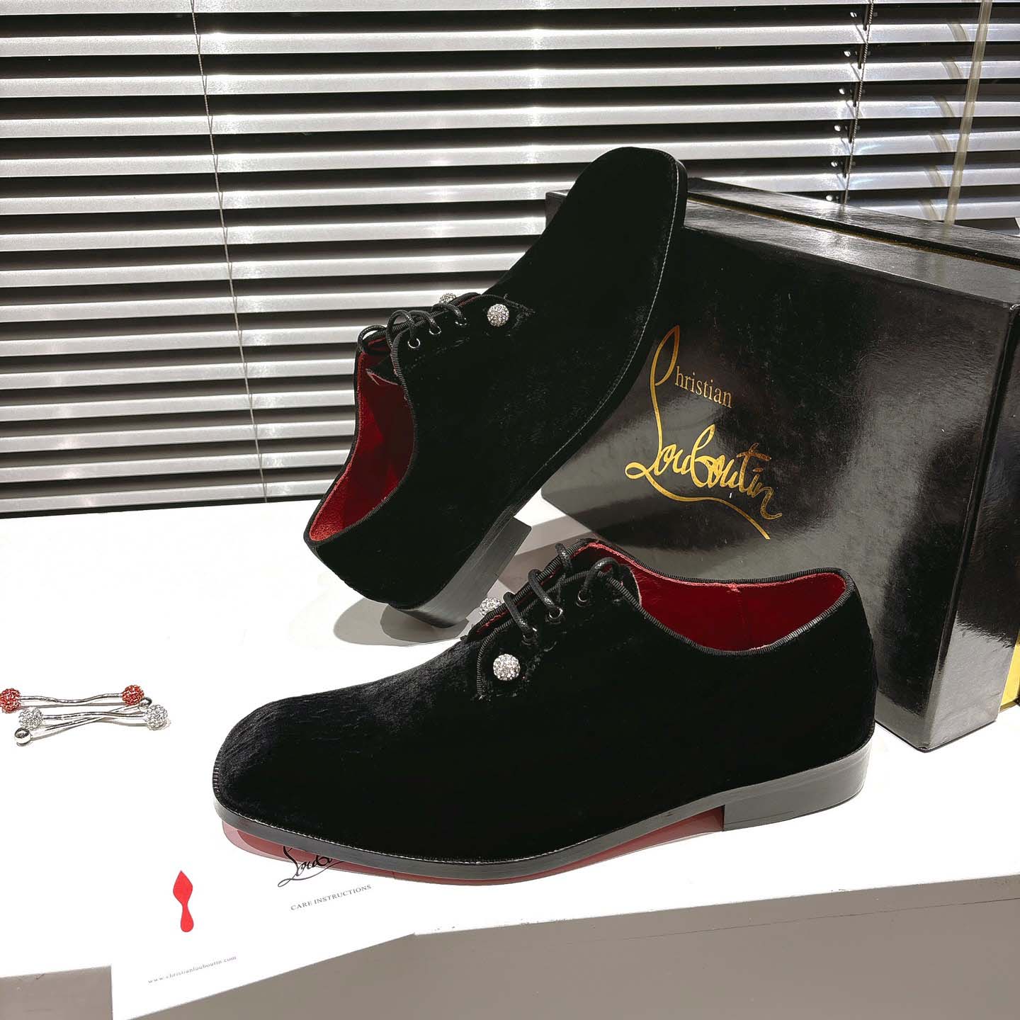 Christian Louboutin Chambeliss Night Strass Derbies - Velvet - FashionPlug