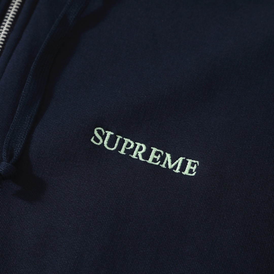 Supreme Idgaf Zip Up Hooded Sweatshirt 'Blue' - FashionPlug